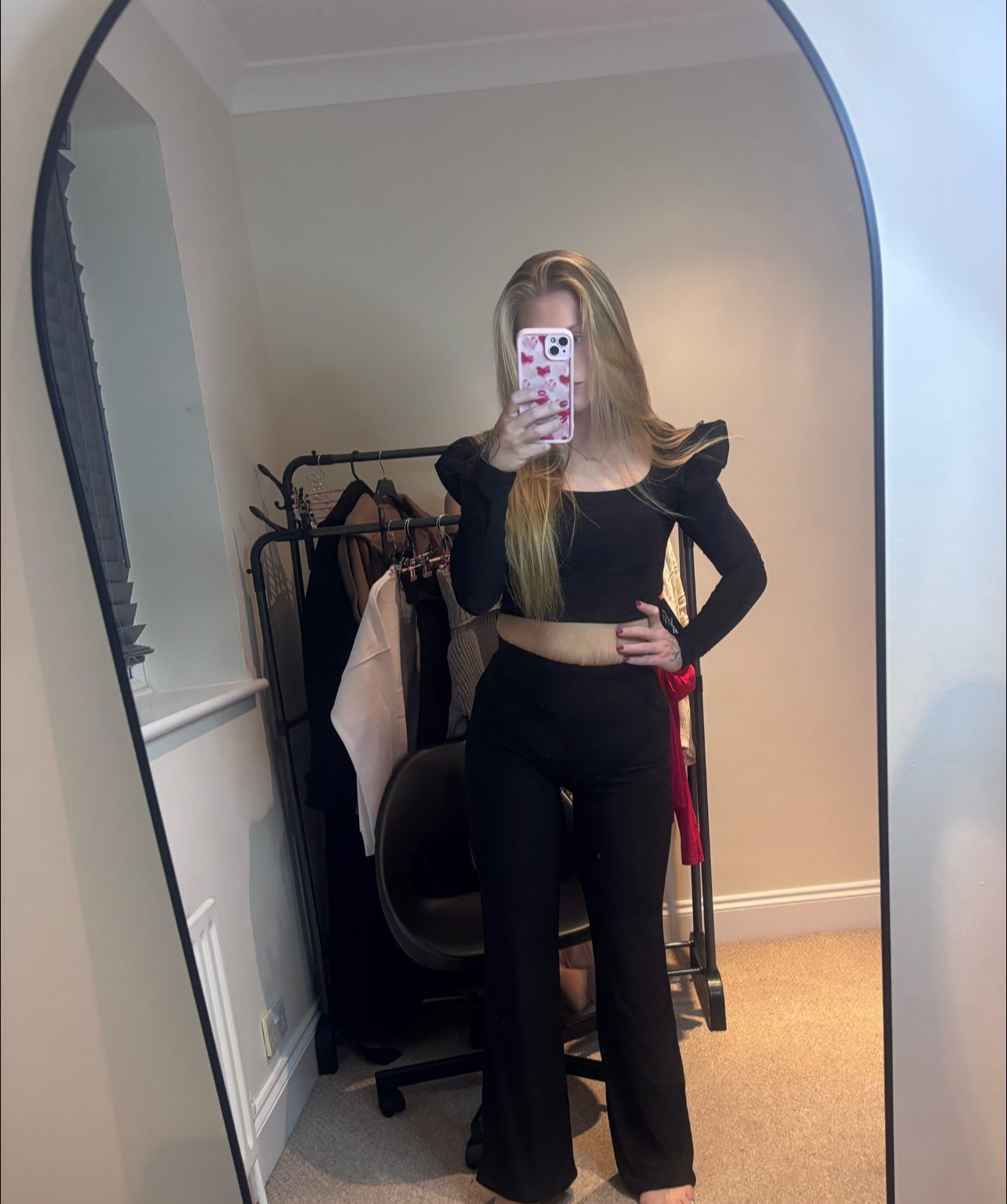 Maya Frill shoulder crop top & wide leg trouser set