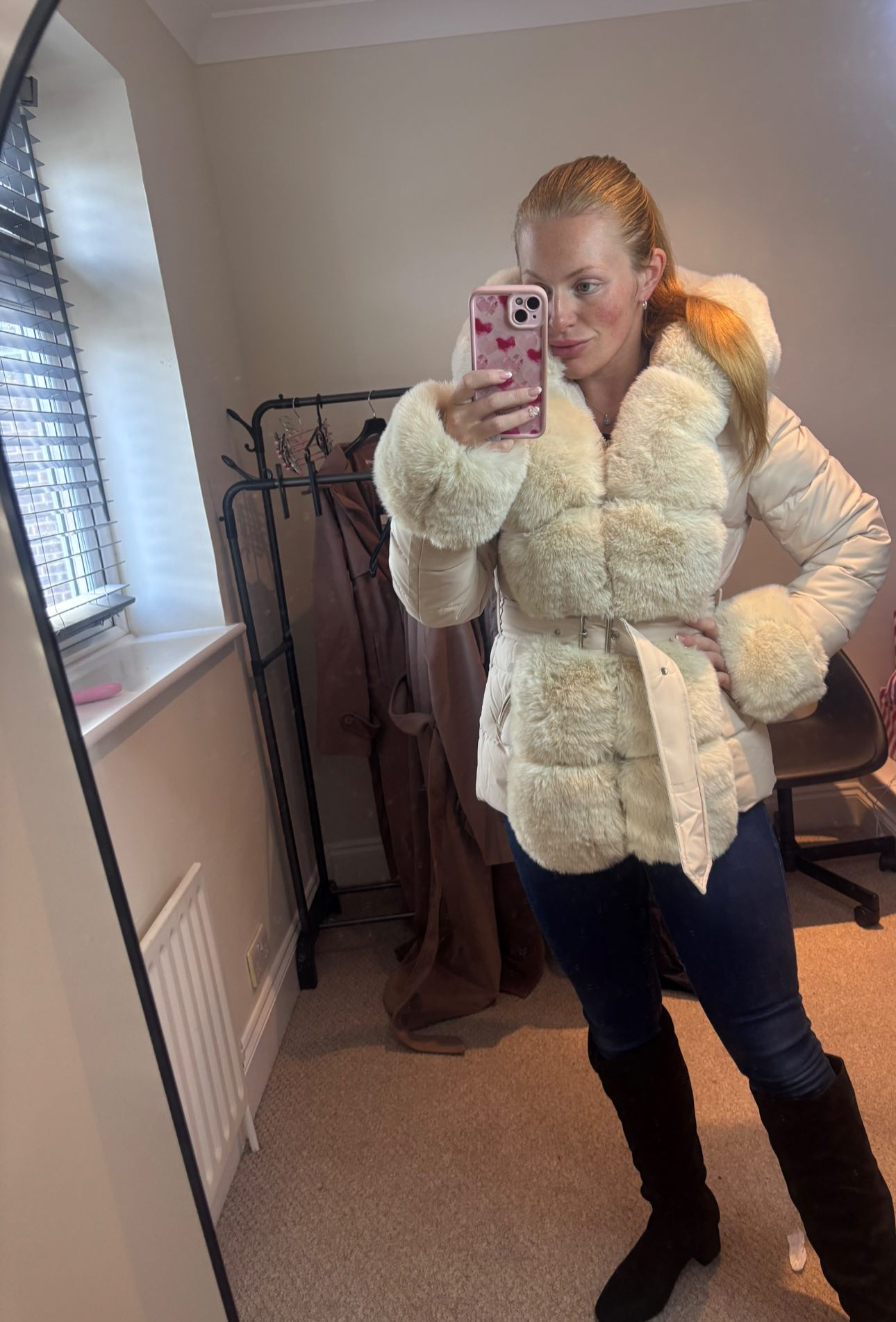 DOLLIE Faux Fur Panel Luxury Coat