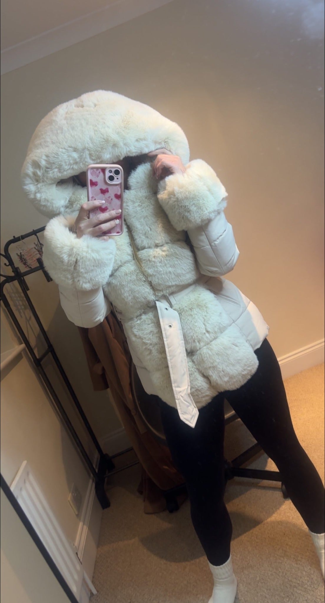 DOLLIE Faux Fur Panel Luxury Coat