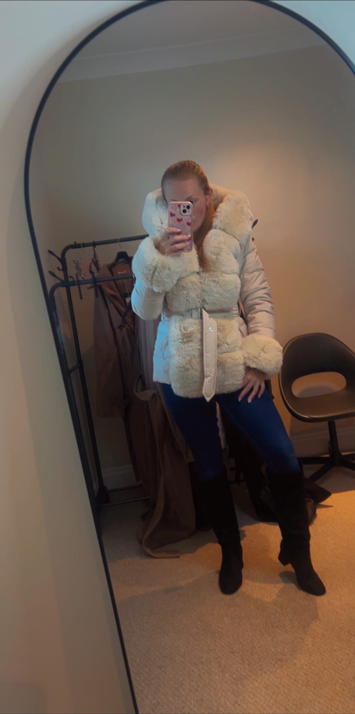 DOLLIE Faux Fur Panel Luxury Coat