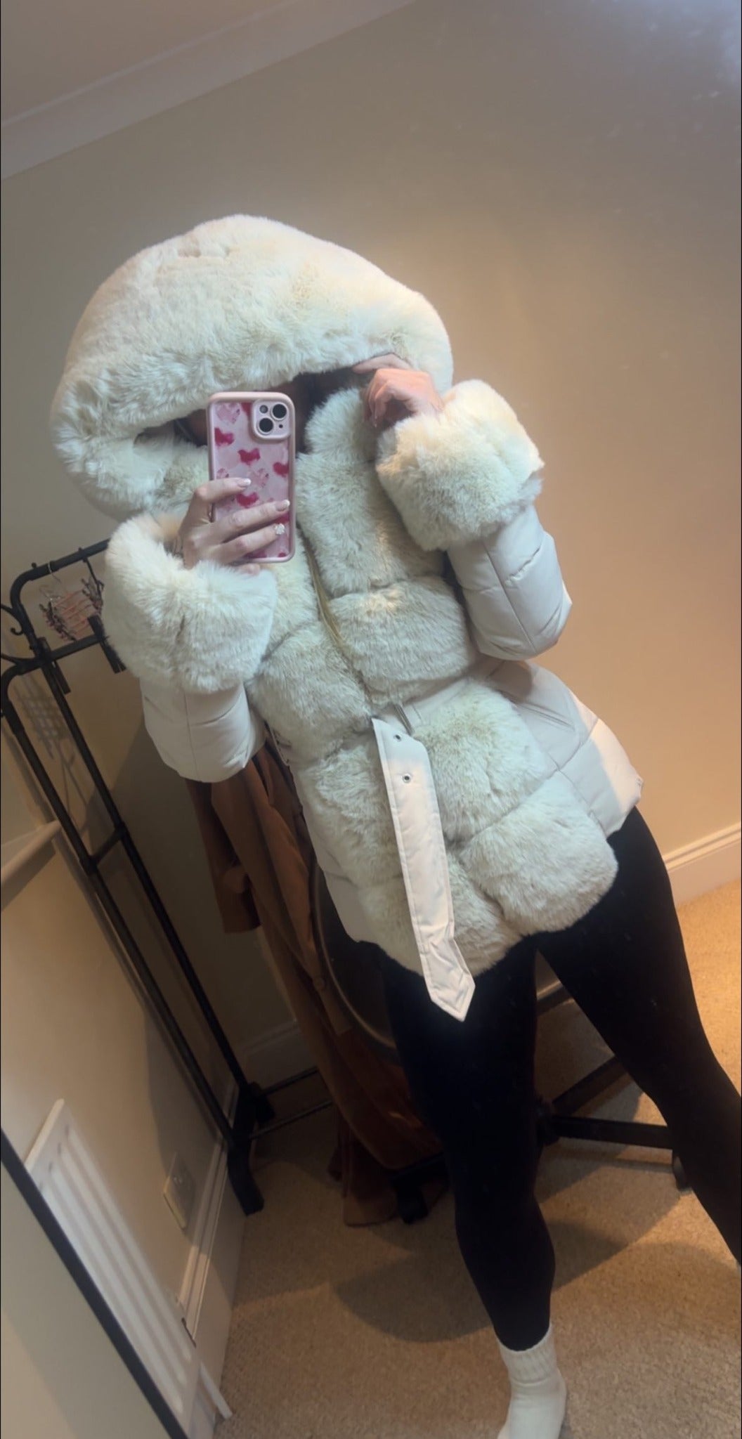 DOLLIE Faux Fur Panel Luxury Coat