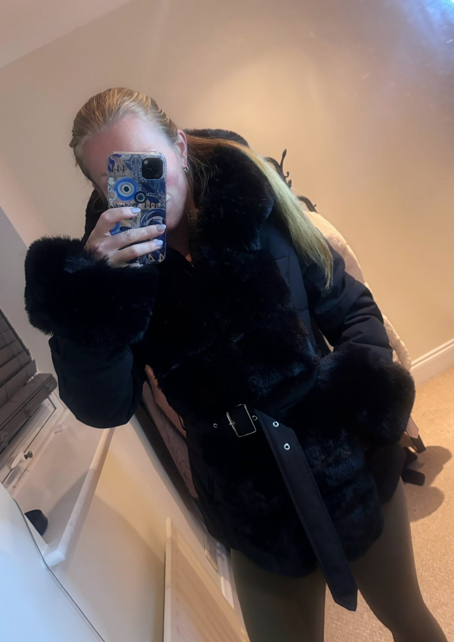 DOLLIE Luxury Faux Fur Belted Coat