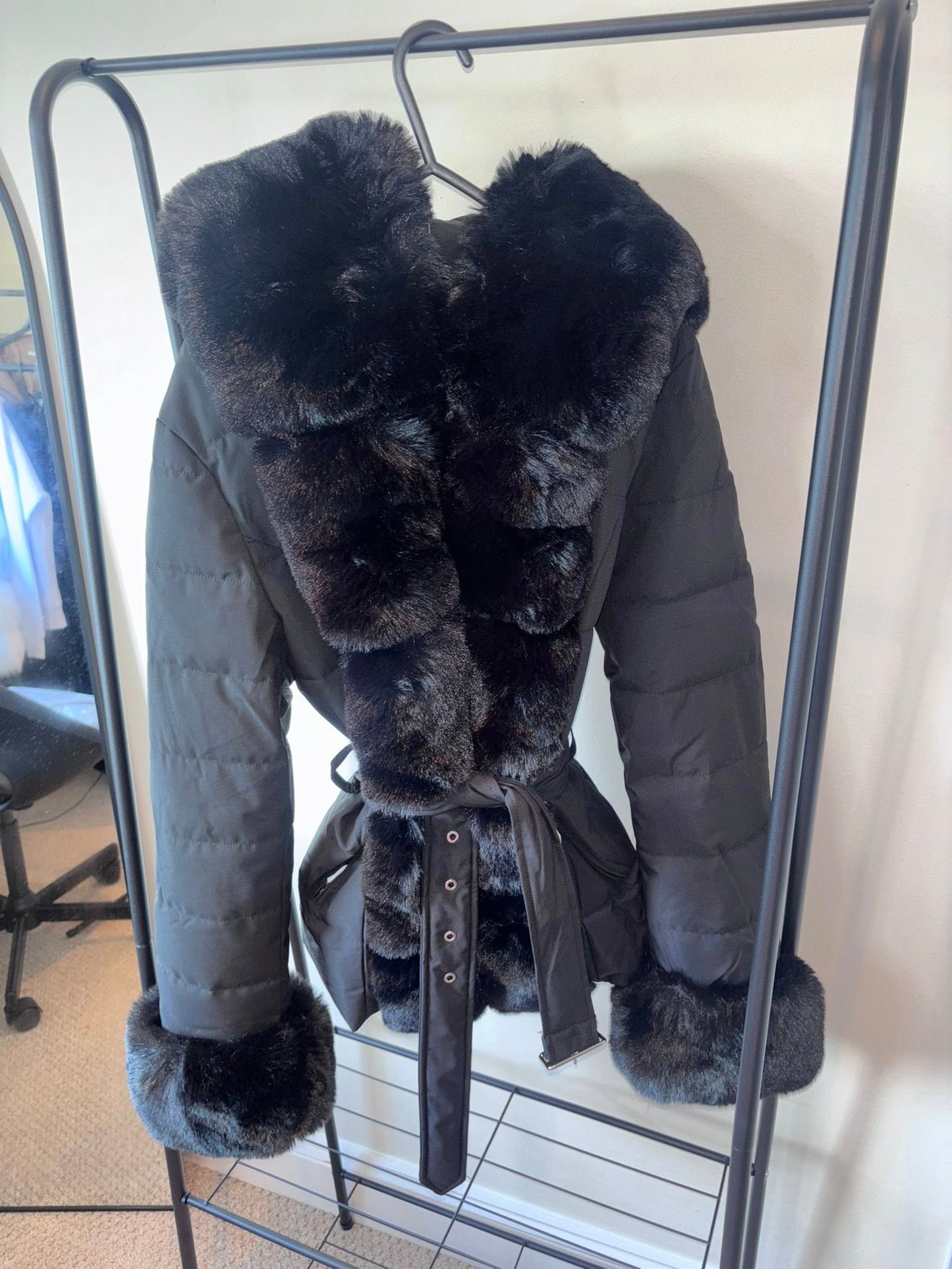 DOLLIE Luxury Faux Fur Belted Coat